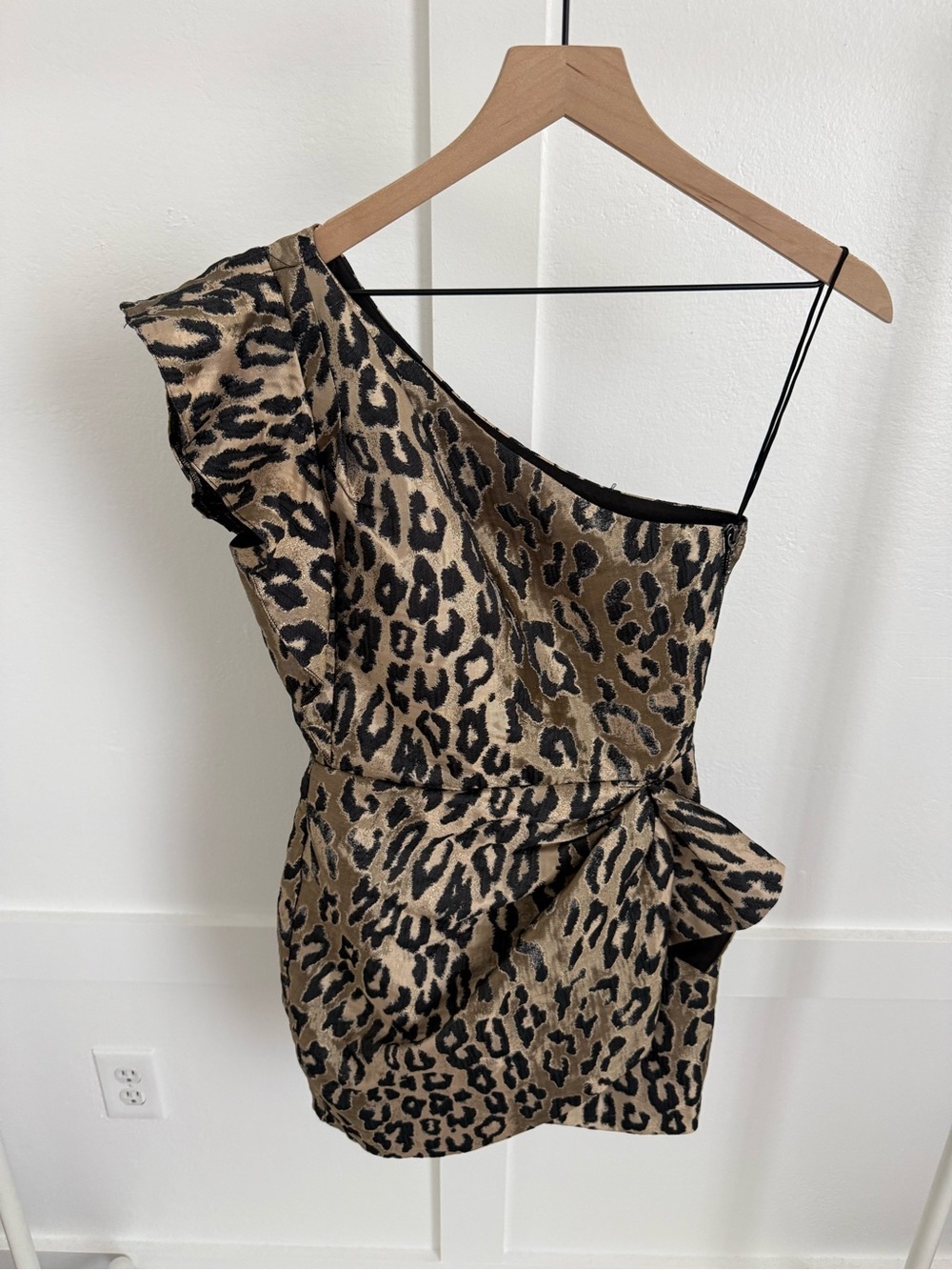 Saylor Ann One Shoulder Mini Dress Leopard Print